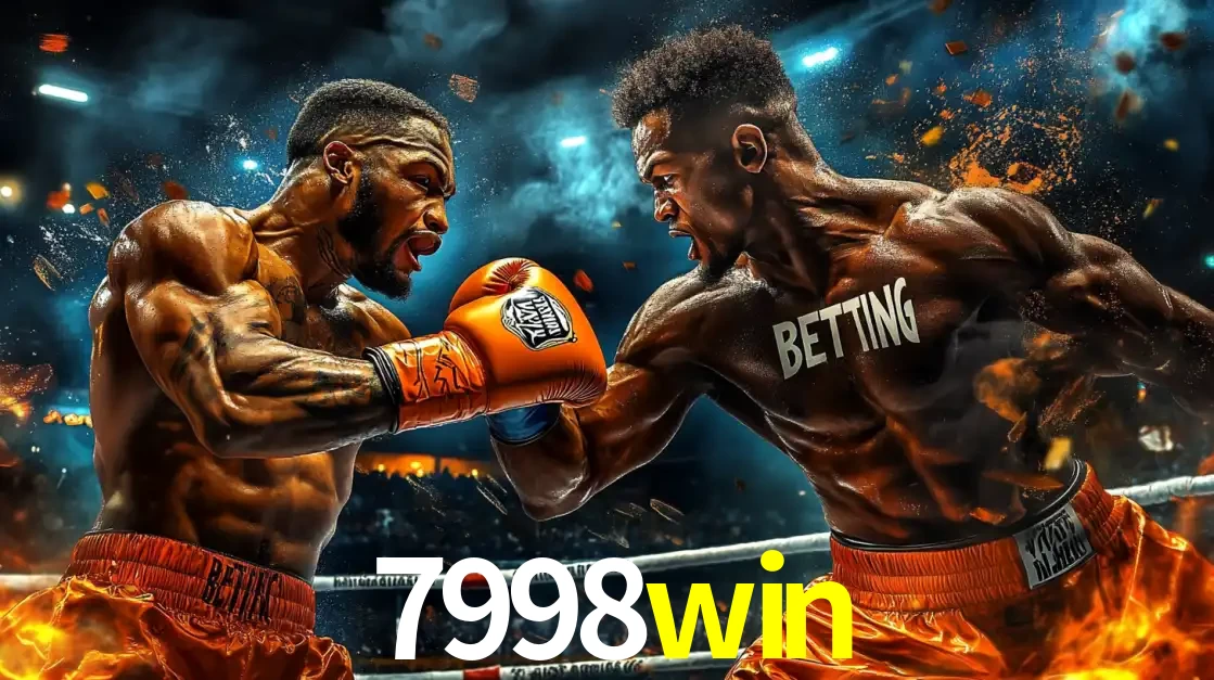 Dois boxeadores em uma luta intensa e explosiva, representando a adrenalina e as oportunidades de apostas em esportes de combate disponíveis na plataforma 7998win.