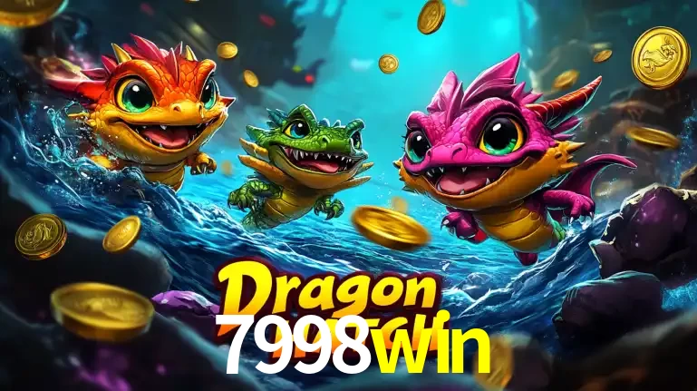 Arte promocional do jogo Dragon Hatch com três adoráveis dragões bebês nadando entre moedas de ouro, um dos slots mais divertidos para jogar no cassino 7998win.