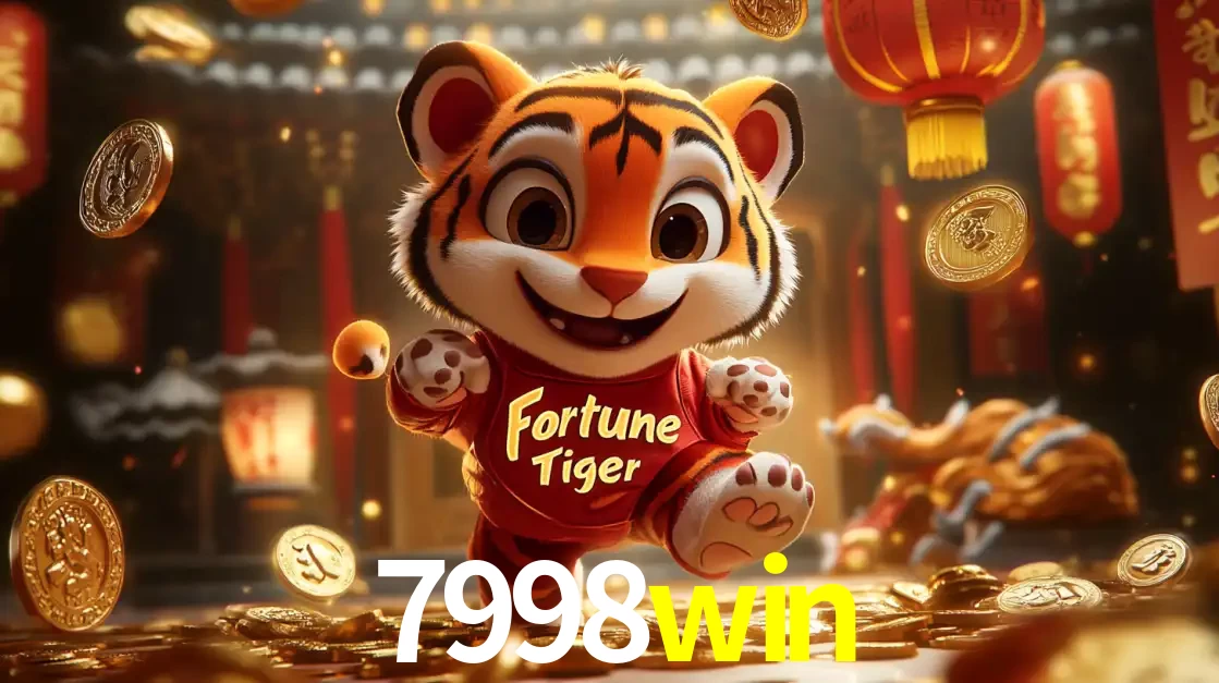 O alegre personagem do Fortune Tiger correndo sobre um caminho de moedas de ouro, simbolizando os grandes prêmios e a diversão do popular jogo de slot do 7998win.
